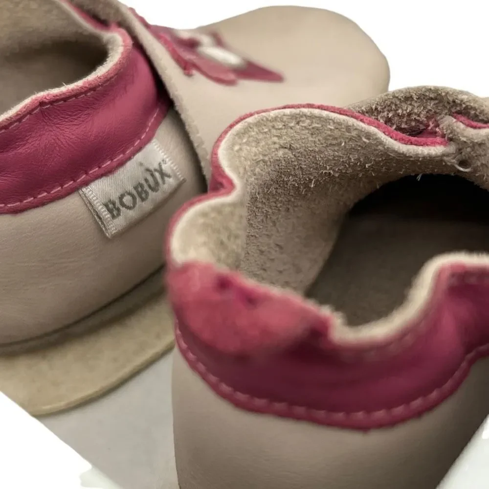 BOBUX Soft Sole Genuine Leather Baby Shoe Newborn Pre-walker 15-21 Mo Milk Owl